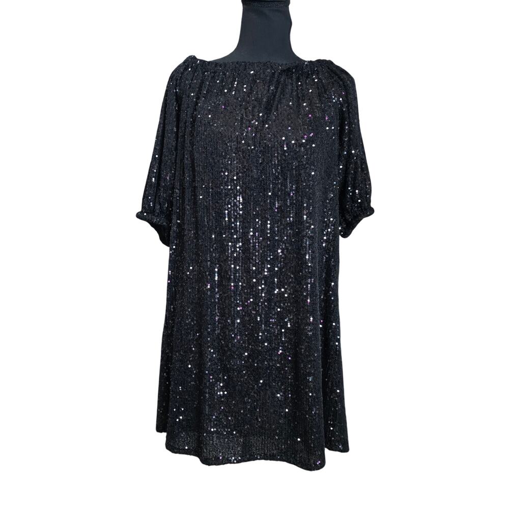 ⭐️Venus Black Sequin Off the Shoulder Dress Sz L